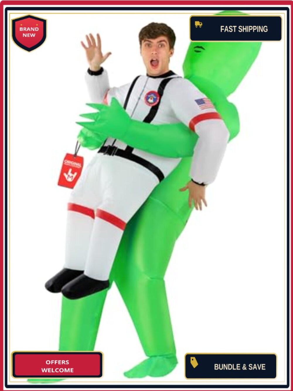 Inflatable Alien Costume Adult One Size Blow Up Abduction Suit Halloween